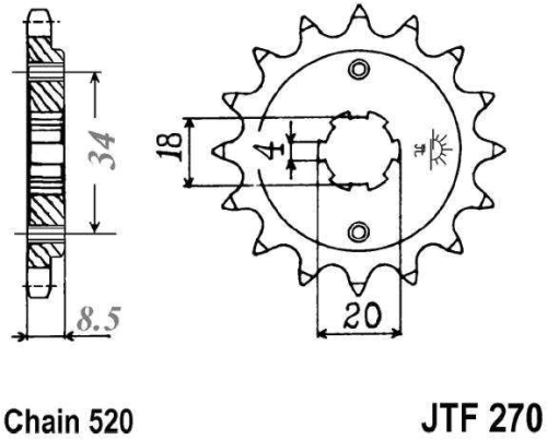 Řetězové kolečko JT JTF 270-14 14 zubů, 520 JTF270.14 726.12.41