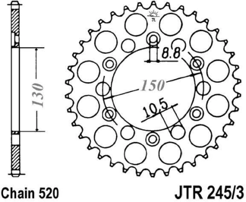 Řetězová rozeta JT JTR 245/3-43 43 zubů, 520 JTR245/3.43 727.58.78