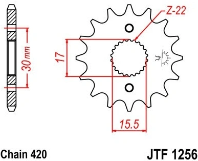 Řetězové kolečko JT JTF 1256-16 16 zubů, 420 JTF1256.16 726.11.34