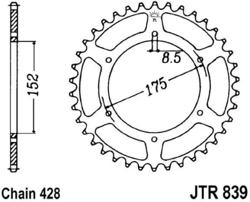 Řetězová rozeta JT JTR 839-57 57 zubů, 428 JTR839.57 727.57.46