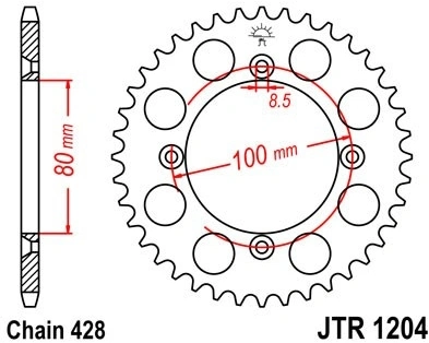Řetězová rozeta JT JTR 1204-50 50 zubů, 428 JTR1204.50 727.52.25