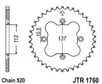 Řetězová rozeta JT JTR 1760-36 36 zubů, 520 JTR1760.36 727.04.32