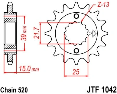 Řetězové kolečko JT JTF 1042-15 15 zubů, 520 JTF1042.15 726.1042.15