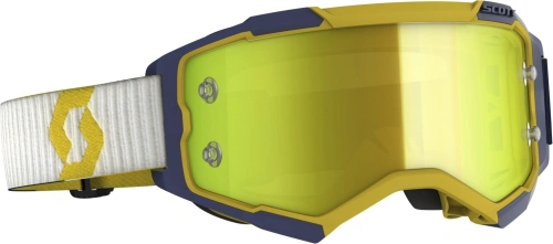 Brýle FURY, SCOTT (žlutá/modrá, žluté chrom, plexi s čepy pro slidy)