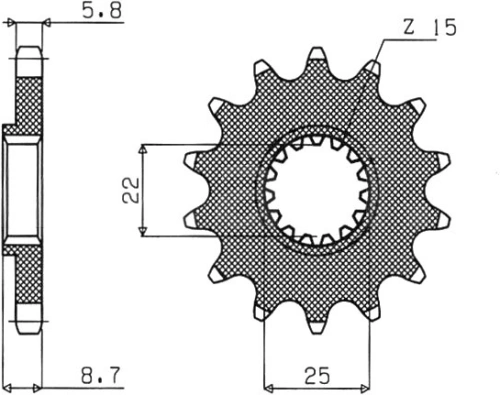 Řetězové kolečko pro sekundární řetězy typu 520, SUNSTAR (14 zubů) M291-3036-14