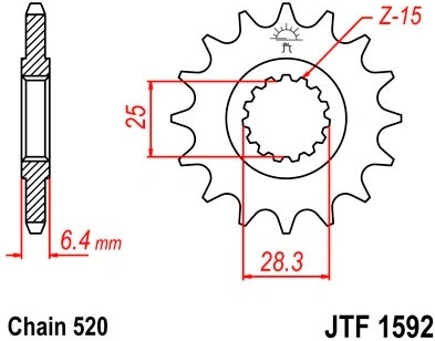 Řetězové kolečko JT JTF 1592-16 16 zubů, 520 JTF1592.16 726.1592.16