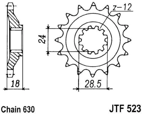 Řetězové kolečko JT JTF 523-15 15 zubů, 630 JTF523.15 726.26.29