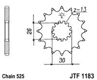 Řetězové kolečko JT JTF 1183-18 18 zubů, 525 JTF1183.18 726.06.15