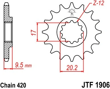 Řetězové kolečko JT JTF 1906-15 15 zubů, 420 JTF1906.15 726.1906.15