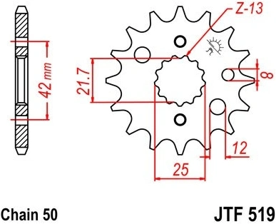 Řetězové kolečko JT JTF 519-17 17 zubů, 530 JTF519.17 726.519-17