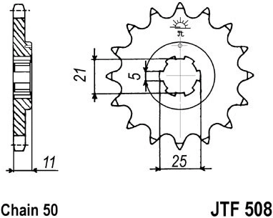 Řetězové kolečko JT JTF 508-14 14 zubů, 530 JTF508.14 726.508-14