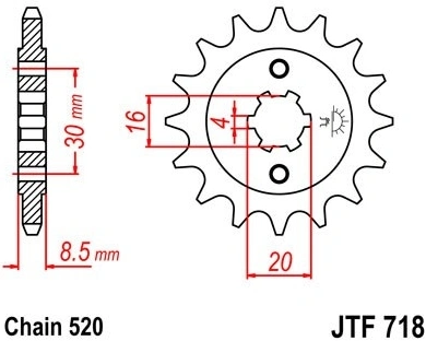 Řetězové kolečko JT JTF 718-12 12 zubů, 520 JTF718.12 726.718-12