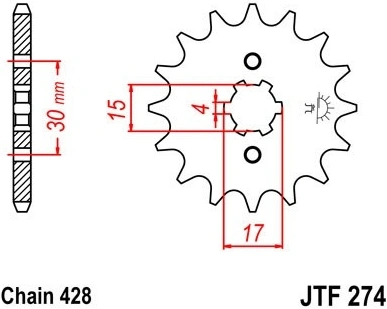Řetězové kolečko JT JTF 274-14 14 zubů, 428 JTF274.14 726.05.65