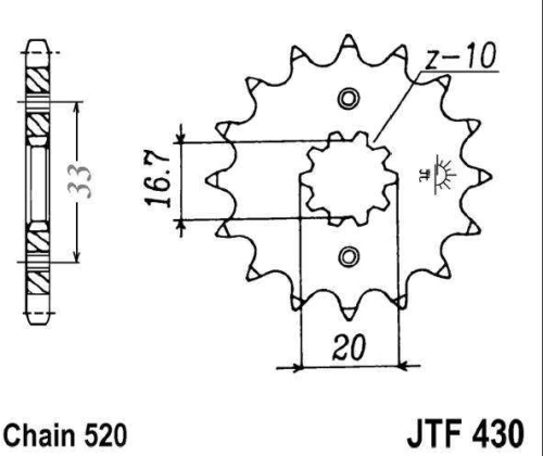 Řetězové kolečko JT JTF 430-13 13 zubů, 520 JTF430.13 726.16.05