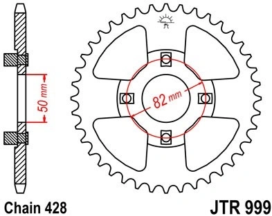 Řetězová rozeta JT JTR 999-42 42 zubů, 428 JTR999.42 727.999-42