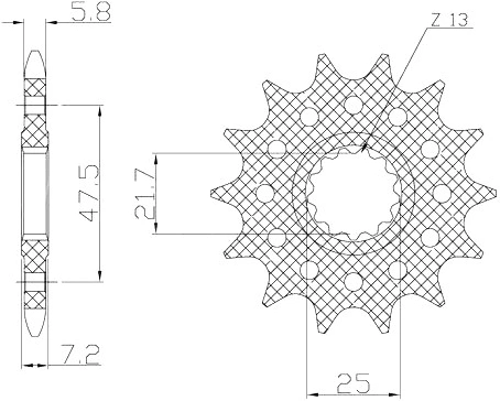 Řetězové kolečko pro sekundární řetězy typu 520, SUNSTAR (16 zubů) M291-3067-16