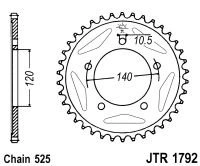 Řetězová rozeta JT JTR 1792-41 41 zubů, 525 JTR1792.41 727.12.81