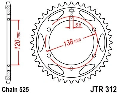 Řetězová rozeta JT JTR 312-40 40 zubů, 525 JTR312.40 727.22.55