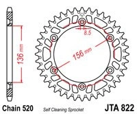 Hliníková řetězová rozeta JT JTA 822-53 53 zubů, 520 JTA822.53 728.822-53