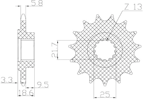 Řetězové kolečko pro sekundární řetězy typu 520, SUNSTAR (15 zubů) M291-3065-15