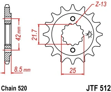 Řetězové kolečko JT JTF 512-14 14 zubů, 520 JTF512.14 726.40.70