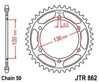 Řetězová rozeta JT JTR 862-38 38 zubů, 530 JTR862.38 727.862-38
