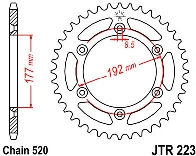 Řetězová rozeta JT JTR 223-52 52 zubů, 520 JTR223.52 727.223-52