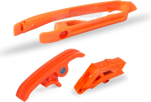Sada vodítko řetězu / lízátko řetězu / lízátko řetězu (půlměsíc) POLISPORT oranžová KTM 90610