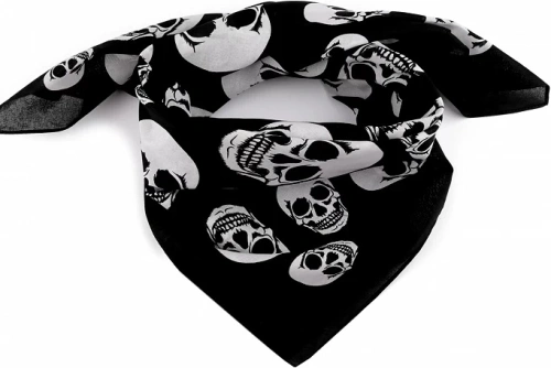 Motorkářský šátek Lebky - malé, 70x70 cm - černá
