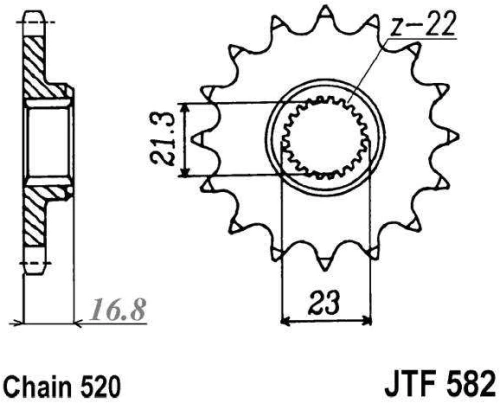 Řetězové kolečko JT JTF 582-16RB 16 zubů, 520 pogumované JTF582.16RB 726.28.84