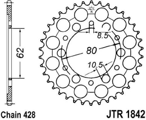 Řetězová rozeta JT JTR 1842-50 50 zubů, 428 JTR1842.50 727.62.64