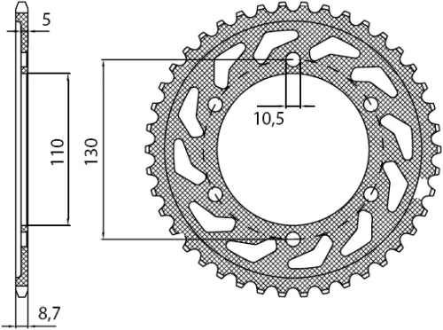Ocelová rozeta pro sekundární řetězy typu 530, SUNSTAR (48 zubů) M271-5039-48