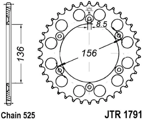Řetězová rozeta JT JTR 1791-41 41 zubů, 525 JTR1791.41 727.56.47