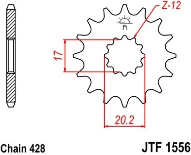 Řetězové kolečko JT JTF 1556-12 12 zubů, 428 JTF1556.12 726.1556-12