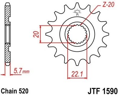 Řetězové kolečko JT JTF 1590-12 12 zubů, 520 JTF1590.12 726.13.73