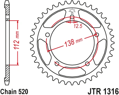Řetězová rozeta JT JTR 1316-43 43 zubů, 520 JTR1316.43 727.1316-43