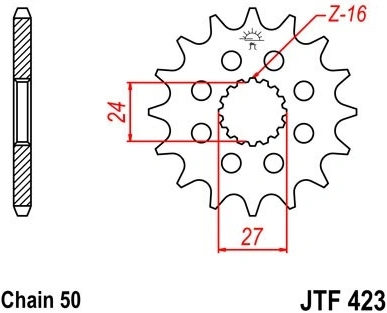 Řetězové kolečko JT JTF 423-17RB 17 zubů, 530 pogumované JTF423.17RB 726.39.08