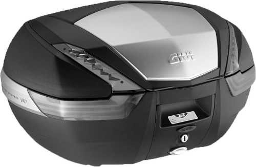 GIVI V 47NT TECH kufr černý (Monokey) s čirými odrazkami a částečně hliníkovým víkem, objem 47 ltr.