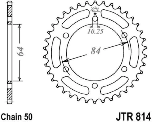 Řetězová rozeta JT JTR 814-42 42 zubů, 530 JTR814.42 727.40.38