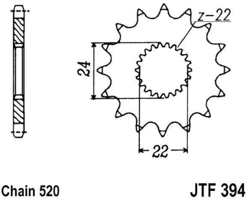 Řetězové kolečko JT JTF 394-14 14 zubů, 520 JTF394.14 726.98.22