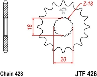 Řetězové kolečko JT JTF 426-11 11 zubů, 428 JTF426.11 726.426-11