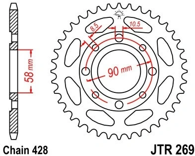 Řetězová rozeta JT JTR 269-56 56 zubů, 428 JTR269.56 727.02.91