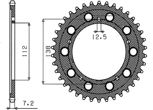 Ocelová rozeta pro sekundární řetězy typu 525, SUNSTAR (42 zubů) M271-4015-42