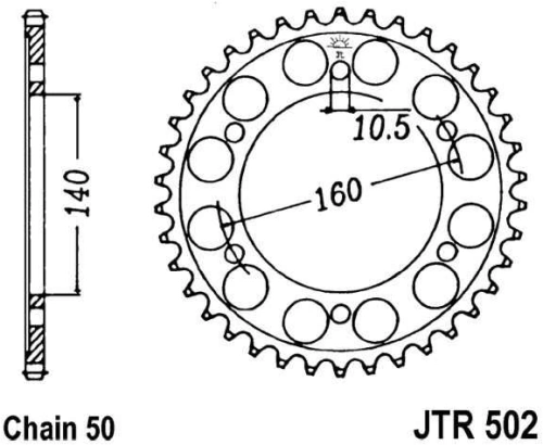 Řetězová rozeta JT JTR 502-44 44 zubů, 530 JTR502.44 727.55.55