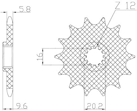 Řetězové kolečko pro sekundární řetězy typu 420, SUNSTAR (14 zubů) M291-1005-14