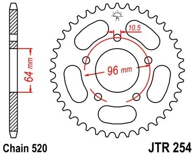 Řetězová rozeta JT JTR 254-37 37 zubů, 520 JTR254.37 727.254-37