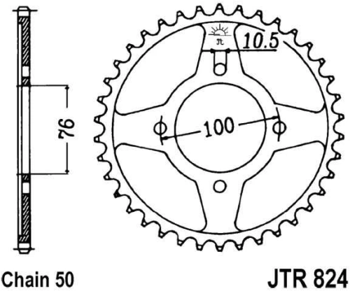 Řetězová rozeta JT JTR 824-46 46 zubů, 530 JTR824.46 727.40.20