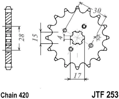 Řetězové kolečko JT JTF 253-12 12 zubů, 420 JTF253.12 726.23.89