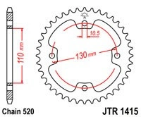 Řetězová rozeta JT JTR 1415-36 36 zubů, 520 JTR1415.36 727.03.39