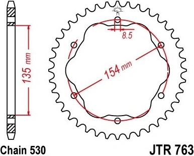 Řetězová rozeta JT JTR 763-40 40 zubů, 530 JTR763.40 727.763.40